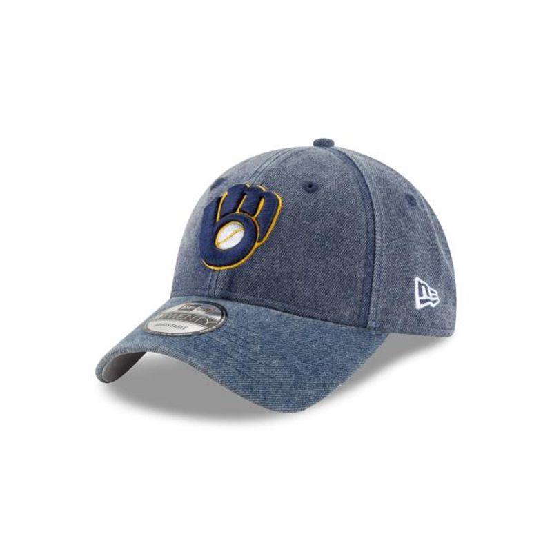 MLB Milwaukee Brewers Rugged Heather 9Twenty Adjustable (HDF0595) - Blue New Era Caps